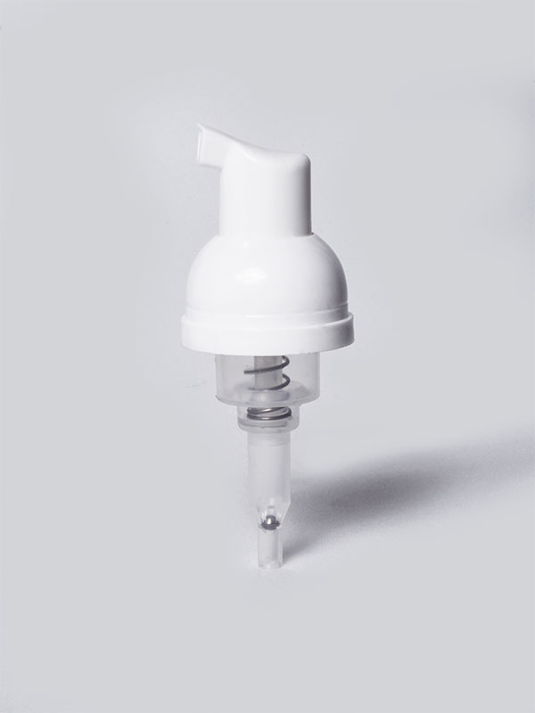 White PP Plastic 30 mm Smooth Skirt Foam Pump with clear over cap